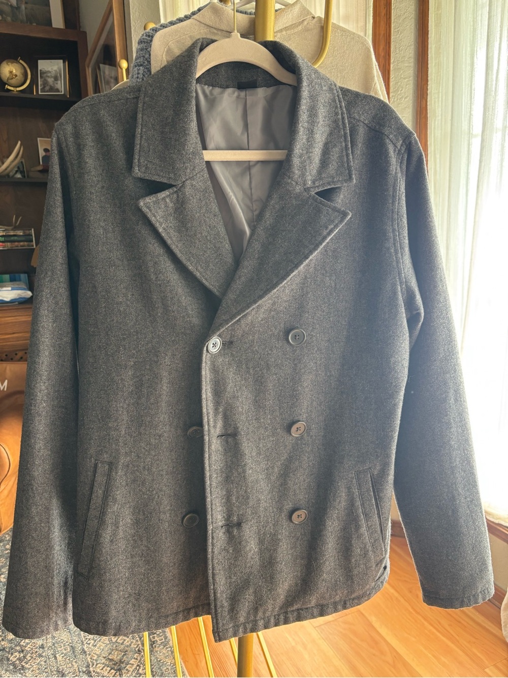 Men's Oakley Double-Breasted Wool-Blend Peacoat - Gray